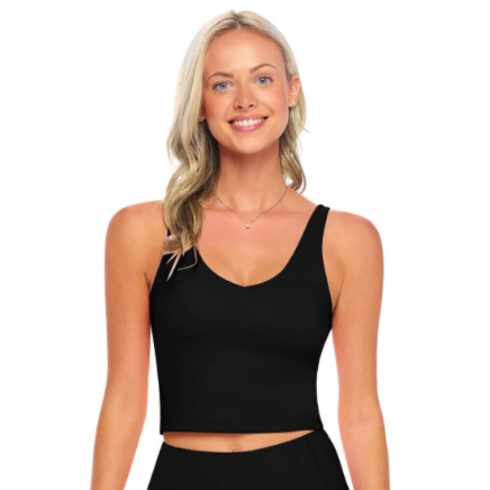 Amazon | NWOT Workout Tank Top With Built-In Shelf Bra in Black Size XL